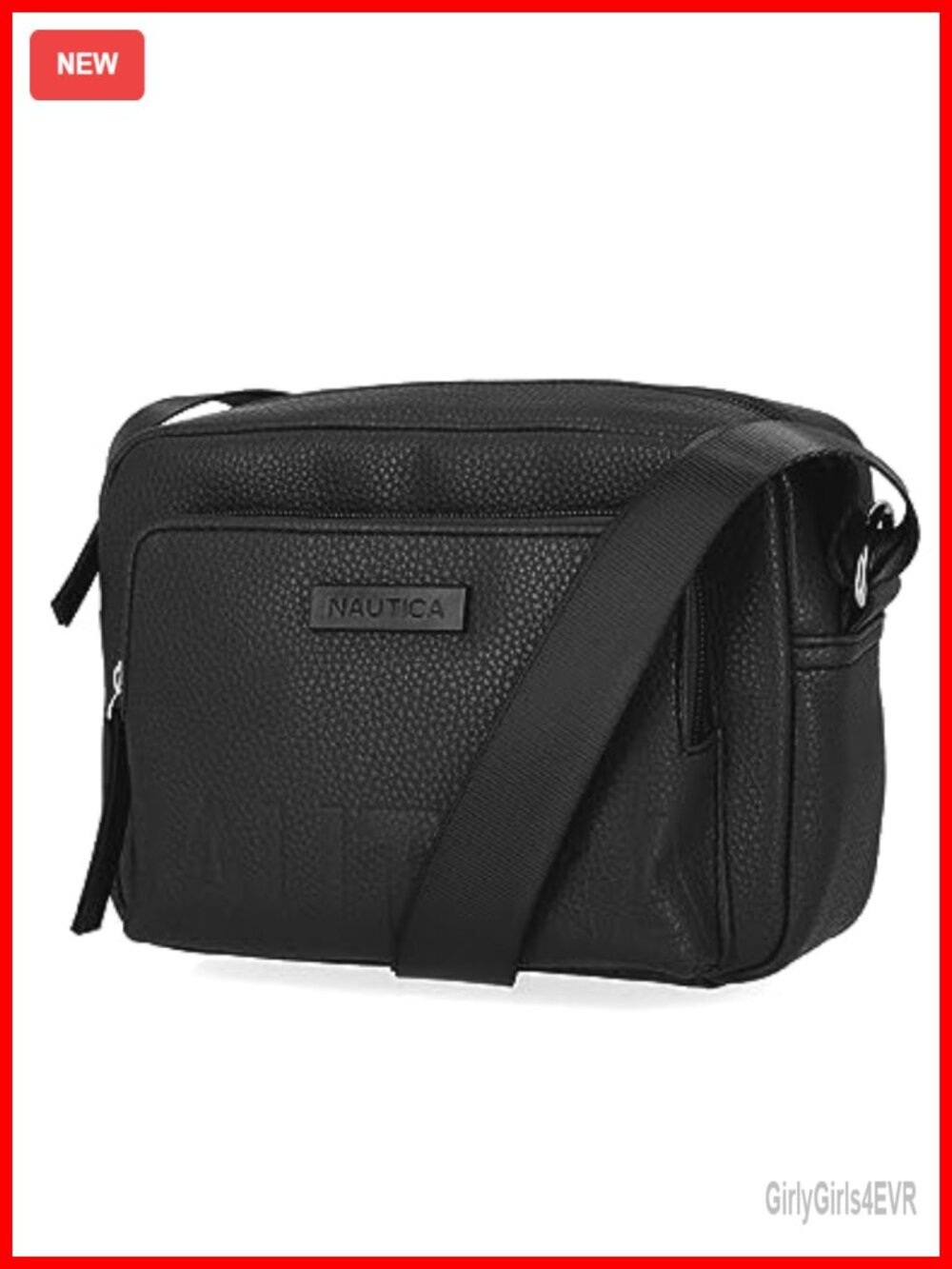 Crossbody Bag with Adjustable Strap, Faux Leather and Nylon